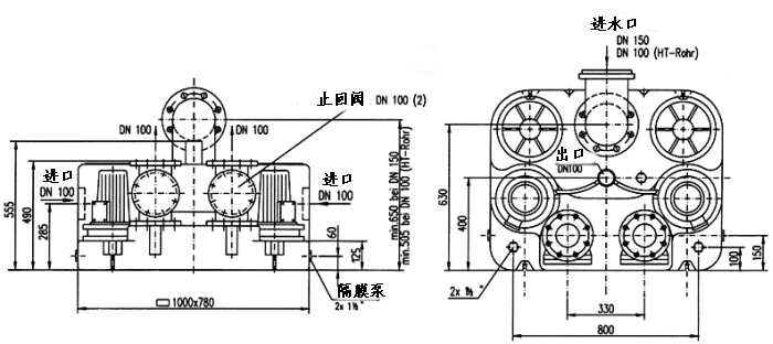 澤德污水提升機Boy Doppel尺寸圖