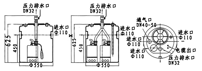 澤德污水提升器SWH500尺寸圖